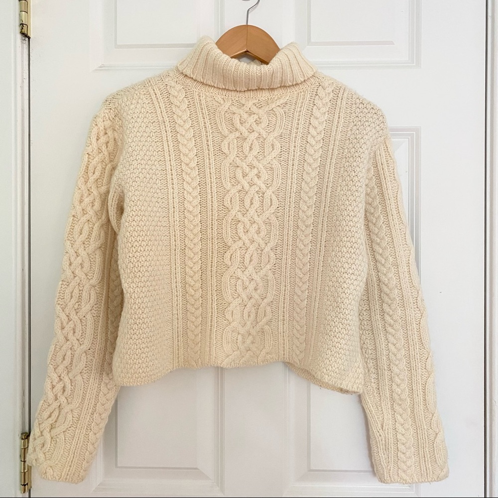Paul James Cropped Wool Turtleneck Sweater Size M - Picture 7 of 7